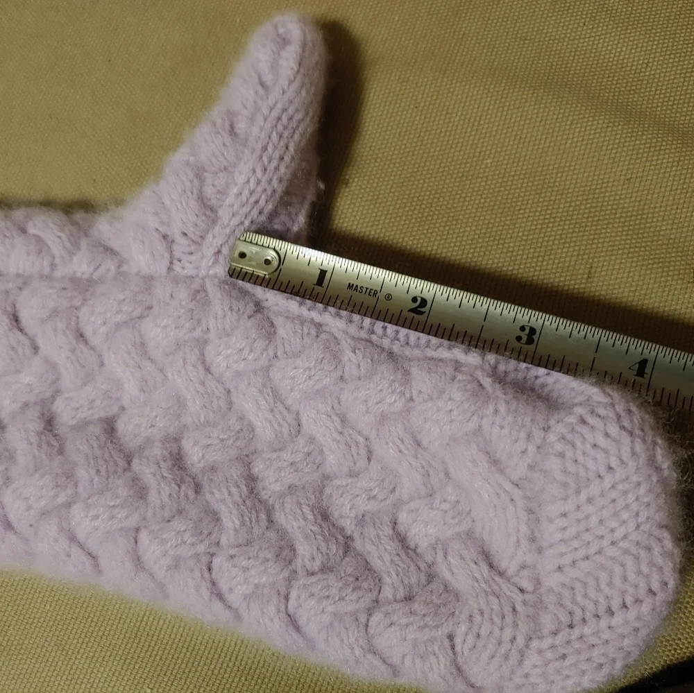 Vintage Cashmere‎ Mittens Gloves Knit Purple Lavender Fringe Boho Scandi Girl